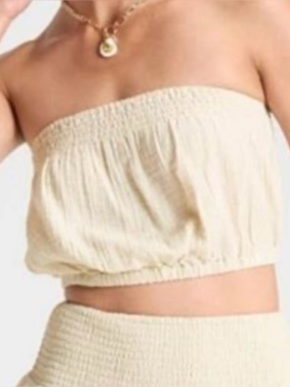 Universal Thread Cream Strapless Smocked Crop Top